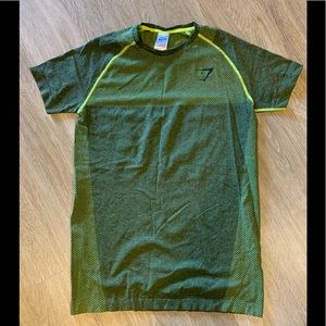 Men’s Gymshark Workout T-Shirt - Size M, Yellow/Green/Black, Perfect Condition